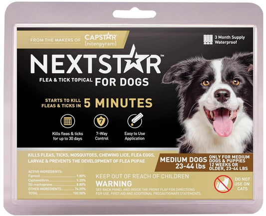 NextStar Flea and Tick Topical Treatment for Medium Dogs 23-44 Pounds [Dog Supplies] 3 count