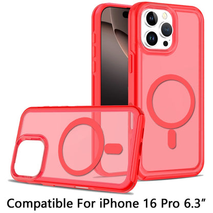 For Apple iPhone 16 Pro (6.3") Strong MagSafe Compatible Shockproof Hybrid Glossy Oil Protective Slim Hard Dual Layer TPU + PC Case Cover