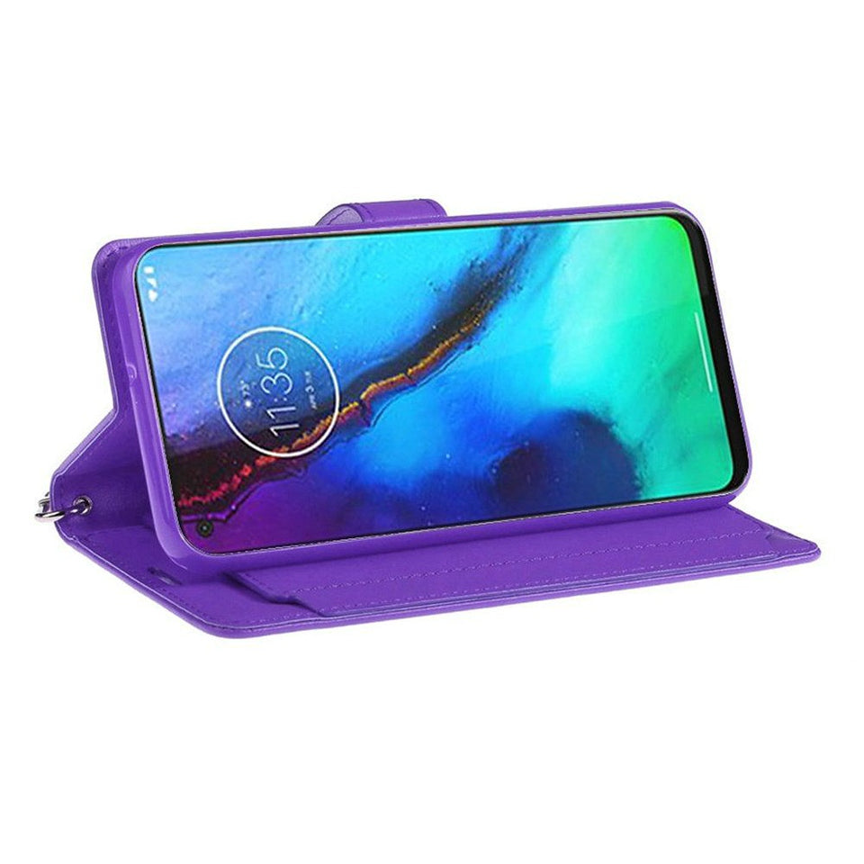 For Apple iPhone SE 4 Wallet Cases PU Leather with Credit Card /ID /Cash Holder Slot Dual Flip Pouch, Stand and Strap Case Cover Purple