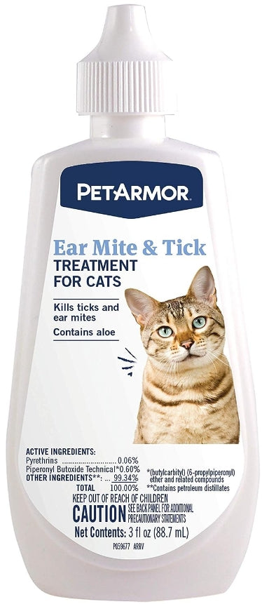 PetArmor Ear Mite and Tick Treatment for Cats [Cat Supplies] 3 oz