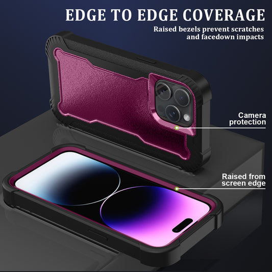 For Apple iPhone 16 (6.1") Tough Hybrid Shockproof Hybrid PC + TPU Bumper Frame Rubber Drop Proof 3in1 Armor Full Body Case Cover