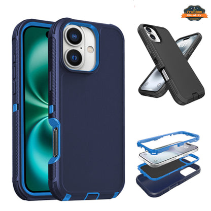 For Apple iPhone 16 (6.1") 3-Layer Protection Case Shockproof Rugged Design with Enhanced Durability Hybrid Heavy Duty Protection Case Cover