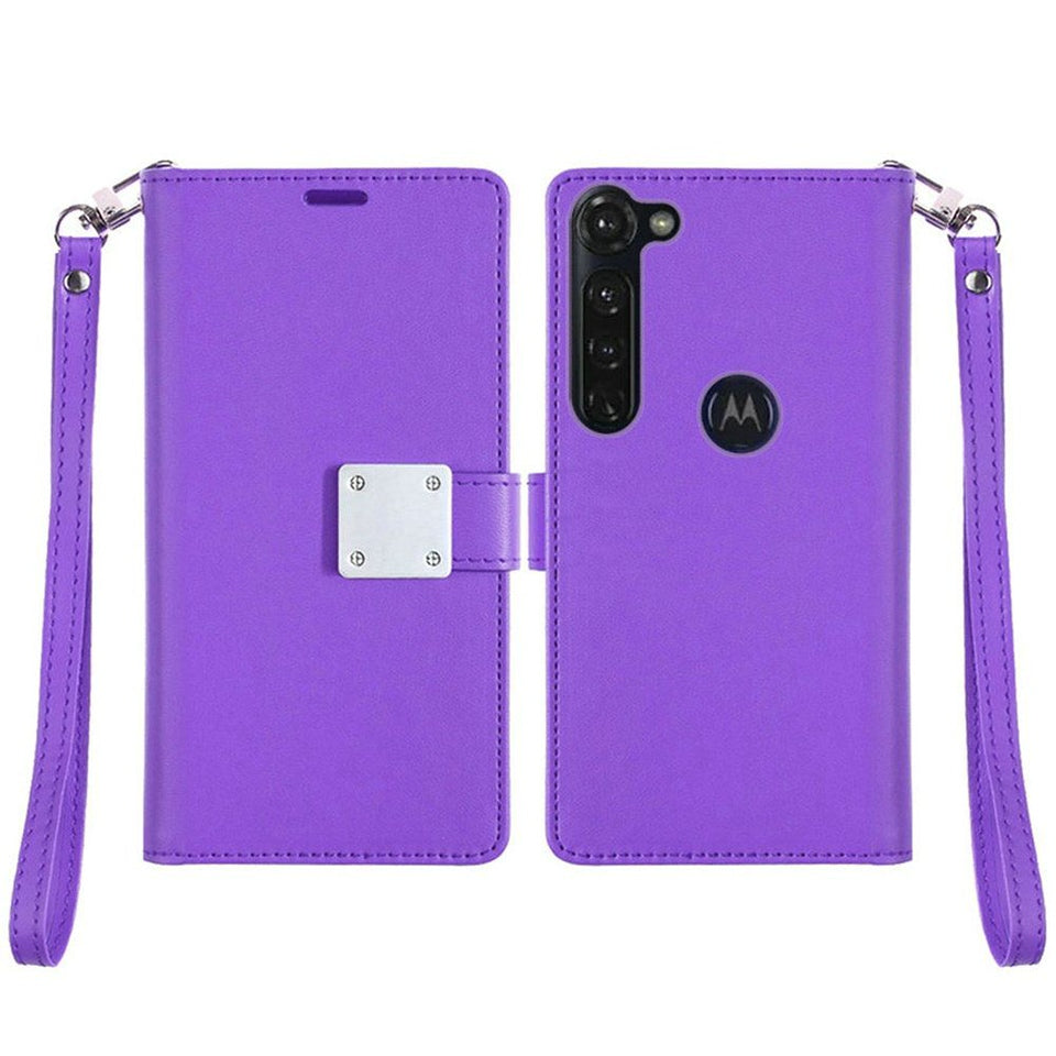 For Apple iPhone SE 4 Wallet Cases PU Leather with Credit Card /ID /Cash Holder Slot Dual Flip Pouch, Stand and Strap Case Cover Purple