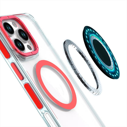 For Samsung Galaxy S24 FE /Fan Edition Transparent back with Colorful Frame Strong Magnetic Circle [Compatible with Magsafe] Slim Case Cover