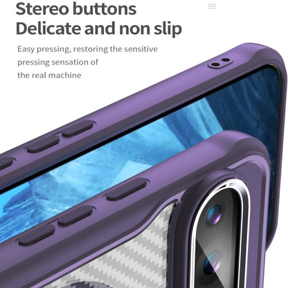 For Google Pixel 9 Pro XL (6.8") Carbon Fiber Cover Shockproof Hybrid [Compatible with Magsafe] Case Purple Case Cover Purple