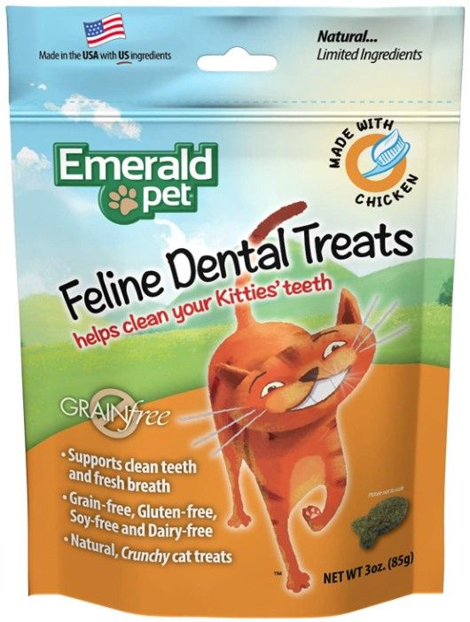 Emerald Pet Feline Dental Treats Chicken Flavor [Cat Treats for Cat] 3 oz