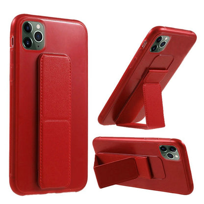 For Apple iPhone 15 Pro (6.1") PU Leather Back Foldable Kickstand Hand Strap Stand Hybrid Heavy Duty Shockproof  Phone Case Cover