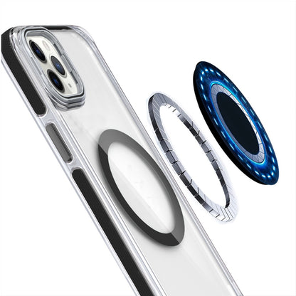 For Samsung Galaxy S24 Hybrid Clear Invisible Camera Bracket Stand [With Magsafe Magnetic Circle] Shockproof Color Frame Case Cover Black