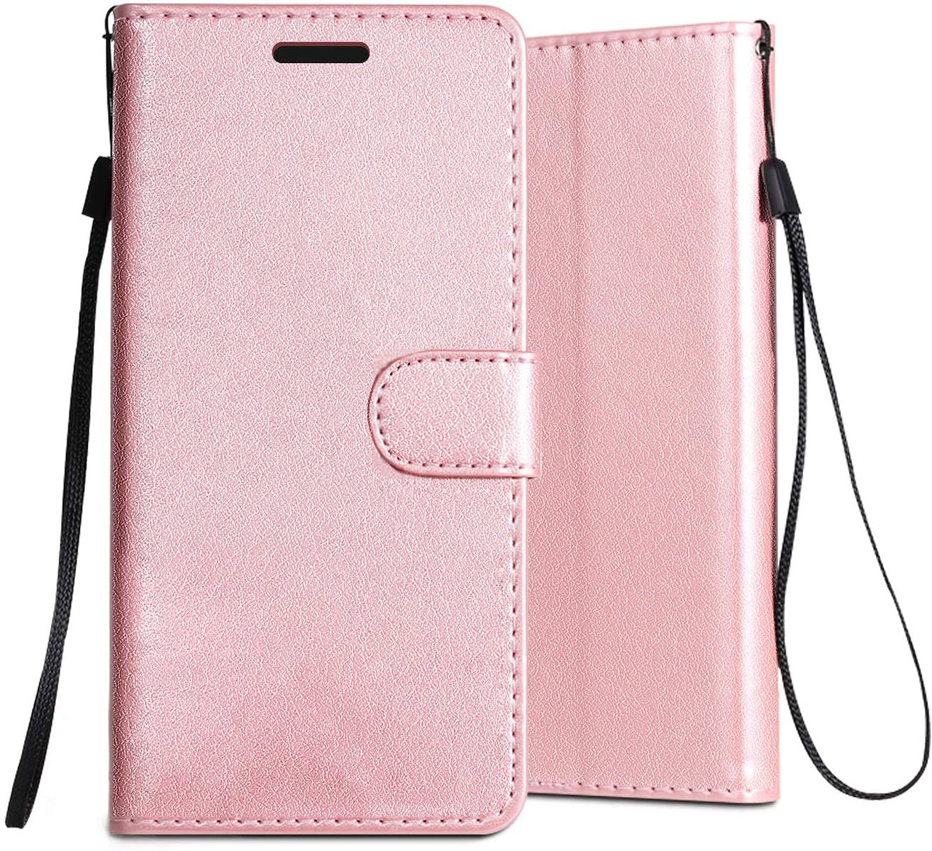 For Samsung Galaxy S24 FE /Fan Edition Wallet PU Leather Pouch with Credit Card Slots Money Pocket, Stand & Strap Flip Bookstyle Case Cover Rose Gold