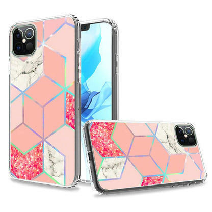 For Apple iPhone 15 Pro Max (6.7") Stylish Hybrid Fashion Marble Trendy Design Hard PC Shockproof TPU Protective  Phone Case Cover