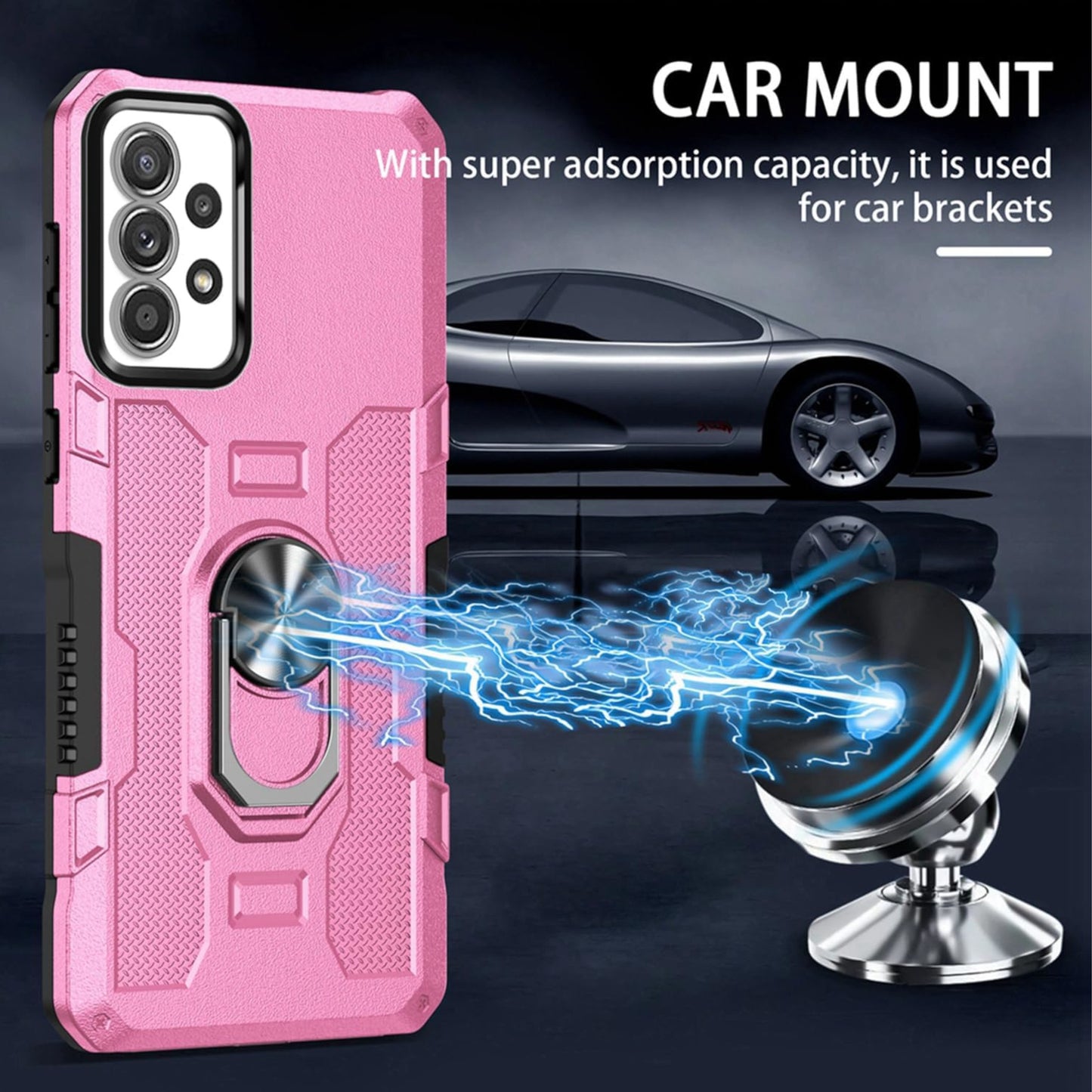 For Samsung Galaxy A16 5G Heavy Duty Case with Ring Stand and Fit Magnetic Car Mount Shockproof Rugged Protective Case Cover