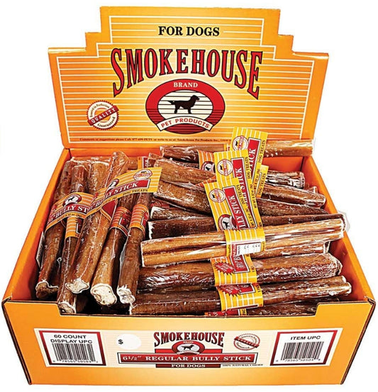 Smokehouse Bully Sticks 6.5 Inch Dog Treat with Display Box [Dog Supplies] 60 count