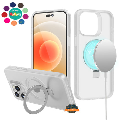 For Samsung Galaxy S23 Ultra Magnetic Circle Kickstand with MagSafe Compatible Matte Skin Rugged Bumper Ring Holder Case Cover