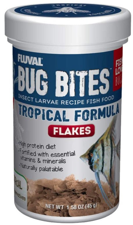 Fluval Bug Bites Insect Larvae Tropical Fish Flake [Aquarium Supplies] 1.59 oz