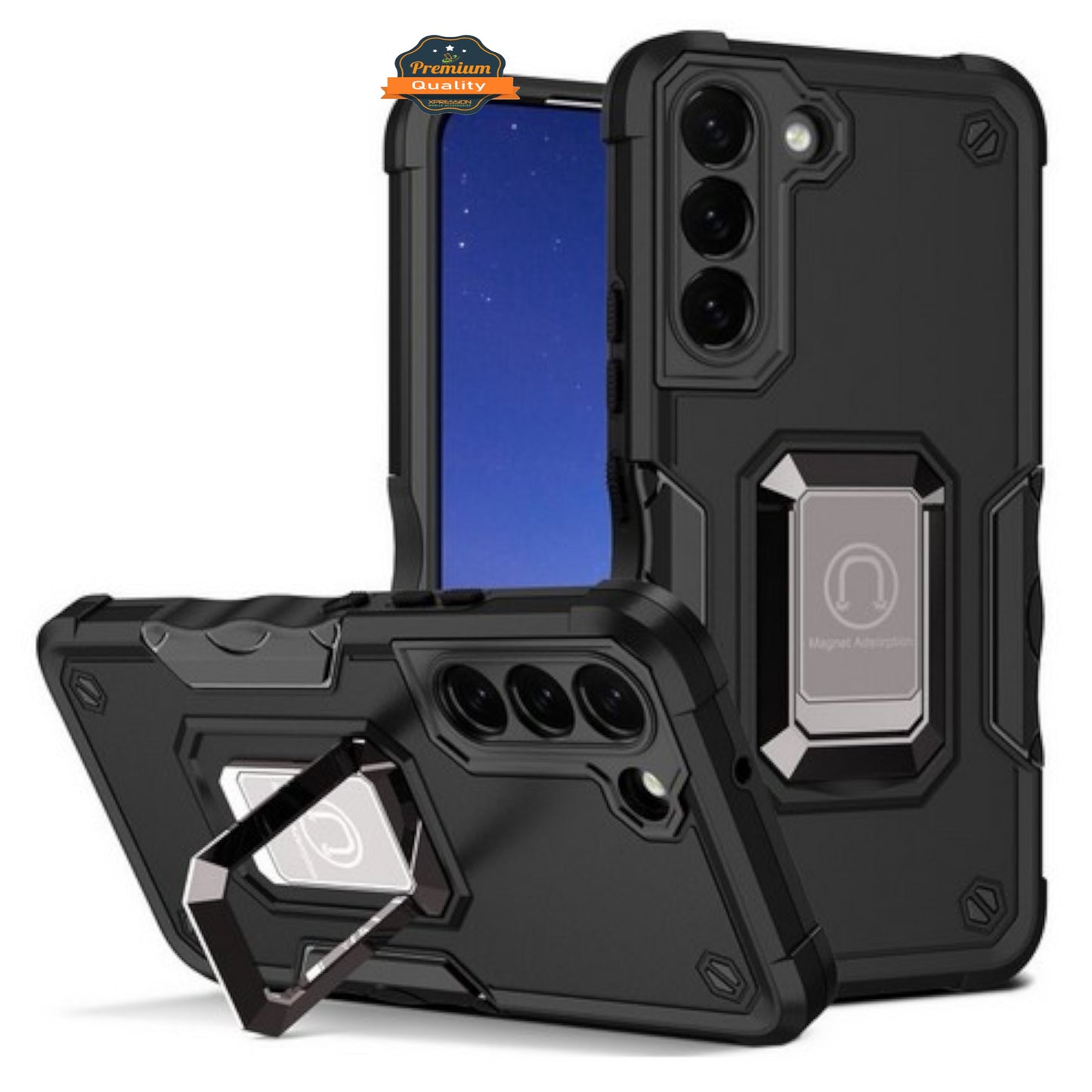 For Samsung Galaxy A16 5G Hybrid 2 in 1 Hard PC TPU Heavy Duty Rugged Bumper Shockproof with Magnetic Ring Kickstand Case Cover