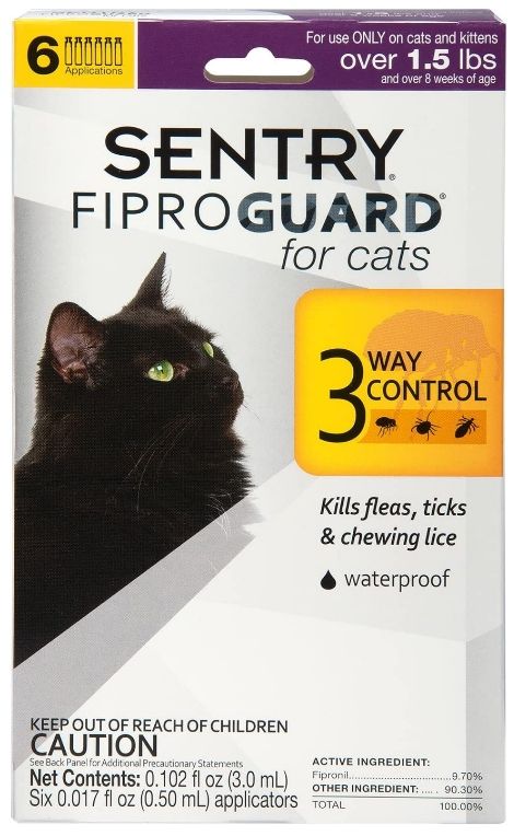 Sentry FiproGuard for Cats [Flea & Tick Sprays & Powders] 6 Doses