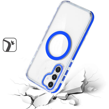 For Samsung Galaxy S23 FE /Fan Edition 5G Transparent back with Colorful Frame Strong Magnetic Circle [Compatible with Magsafe] Case Cover