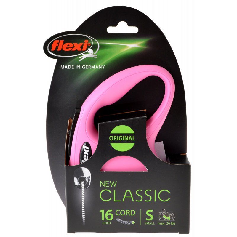 Flexi New Classic Retractable Cord Leash - Pink [Leads Retractable] Small - 16' Lead (Pets up to 26 lbs)