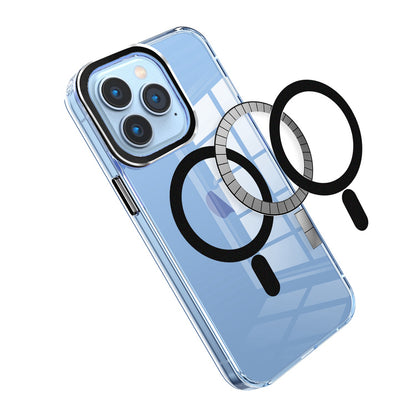 For Apple iPhone 16 (6.1") Clear Transparent Matching Circle Design Hybrid TPU Hard Shockproof [Support Magsafe Charger] Case Cover