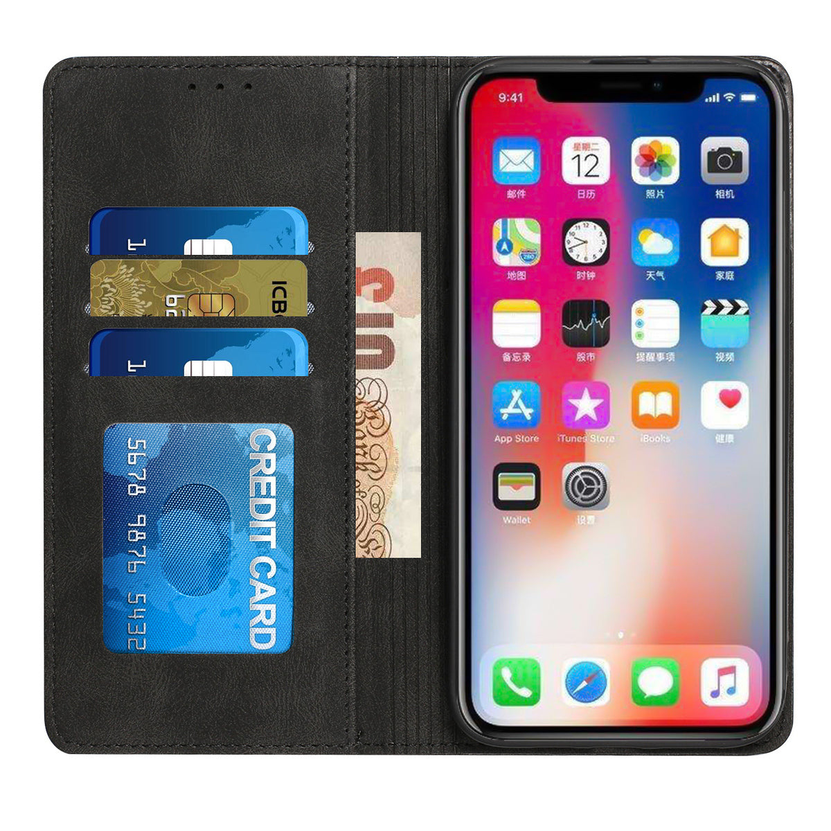 For Apple iPhone 16 Plus (6.7") PU Leather Pouch Flip Folio Wallet ID Credit Card Slots Money Holder with Magnetic Closure & Kickstand Case Cover