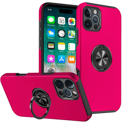 For Apple iPhone 16 Pro (6.3") Hybrid Slim Kickstand with Metal Invisible Ring Stand Holder Fit Magnetic Car Mount Shockproof Case Cover