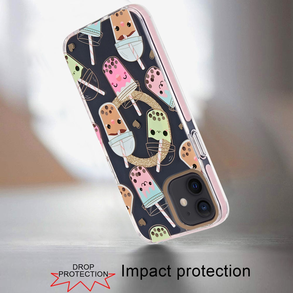 For Apple iPhone 12 / 12 Pro Floral Pattern Design Cute Clear Hybrid Compatible with Magsafe Double Layer Soft TPU Hard PC Back Slim Case Cover