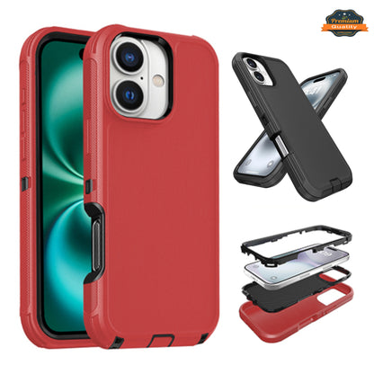 For Apple iPhone 16 Plus (6.7") 3-Layer Protection Case Shockproof Rugged Design with Enhanced Durability Hybrid Heavy Duty Protection Case Cover