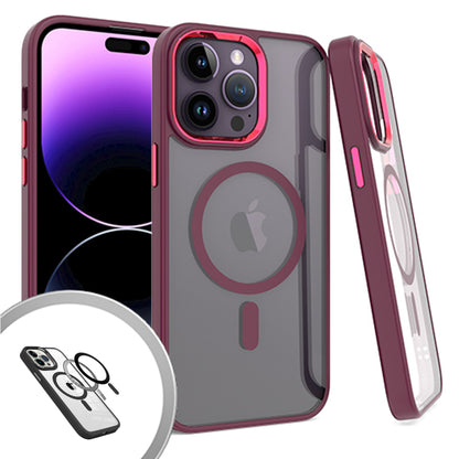 For Apple iPhone 16 Plus (6.7") Magnetic Case with Built in Magnets Compatible with MagSafe, Clear Slim Hybrid Frame Bumper Case Cover Clear / Red