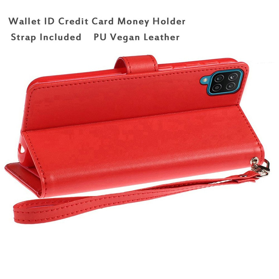 For Apple iPhone SE 4 Wallet Cases PU Leather with Credit Card /ID /Cash Holder Slot Dual Flip Pouch, Stand and Strap Case Cover Red