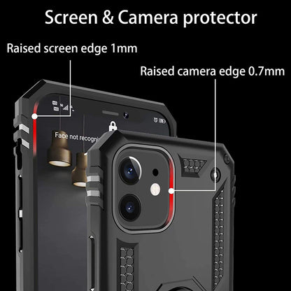 For Apple iPhone 15 Pro Max (6.7") Shockproof Hybrid Dual Layer with Ring Stand Metal Kickstand Heavy Duty Armor  Phone Case Cover