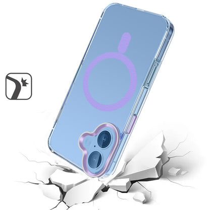 For Apple iPhone 16 Plus (6.7") Clear Transparent Matching Circle Design Hybrid TPU Hard Shockproof [Support Magsafe Charger] Case Cover