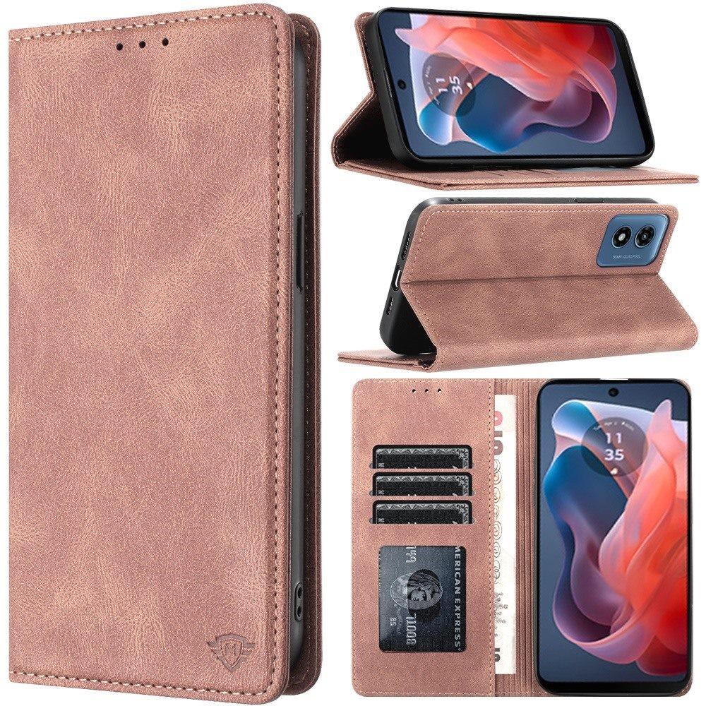 For Apple iPhone 16 Pro Max (6.9") Premium Wallet PU Vegan Leather ID Credit Card Slot Money Holder with Magnetic Closure Pouch Flip Case Cover Rose Gold