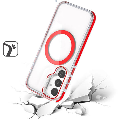 For Samsung Galaxy S24 Ultra Hybrid Clear Invisible Camera Bracket Stand [With Magsafe Magnetic Circle] Shockproof Color Frame Case Cover