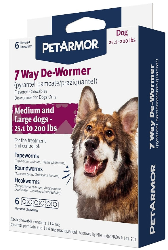 PetArmor 7 Way De-Wormer for Medium to Large Dogs 25-200 Pounds [Dog Supplies for Dog] 2 count