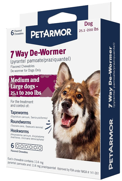 PetArmor 7 Way De-Wormer for Medium to Large Dogs 25-200 Pounds [Dog Supplies for Dog] 2 count