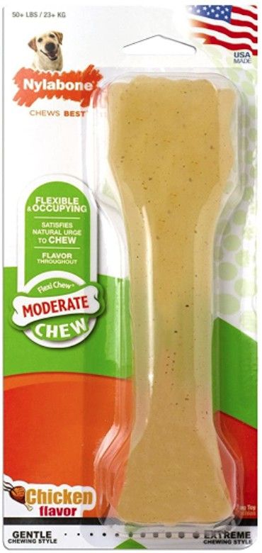 Nylabone Flexi Chew Dog Bone - Chicken Flavor [Toys Nylabone for Dog] Souper (1 Pack)