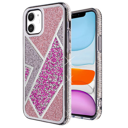 For Apple iPhone 16 Pro Max (6.9") Cute Fancy Glitter Bling Diamond Rhinestone Sparkly Bumper Fashion Shiny Hybrid Rugged TPU Case Cover Rose Pink