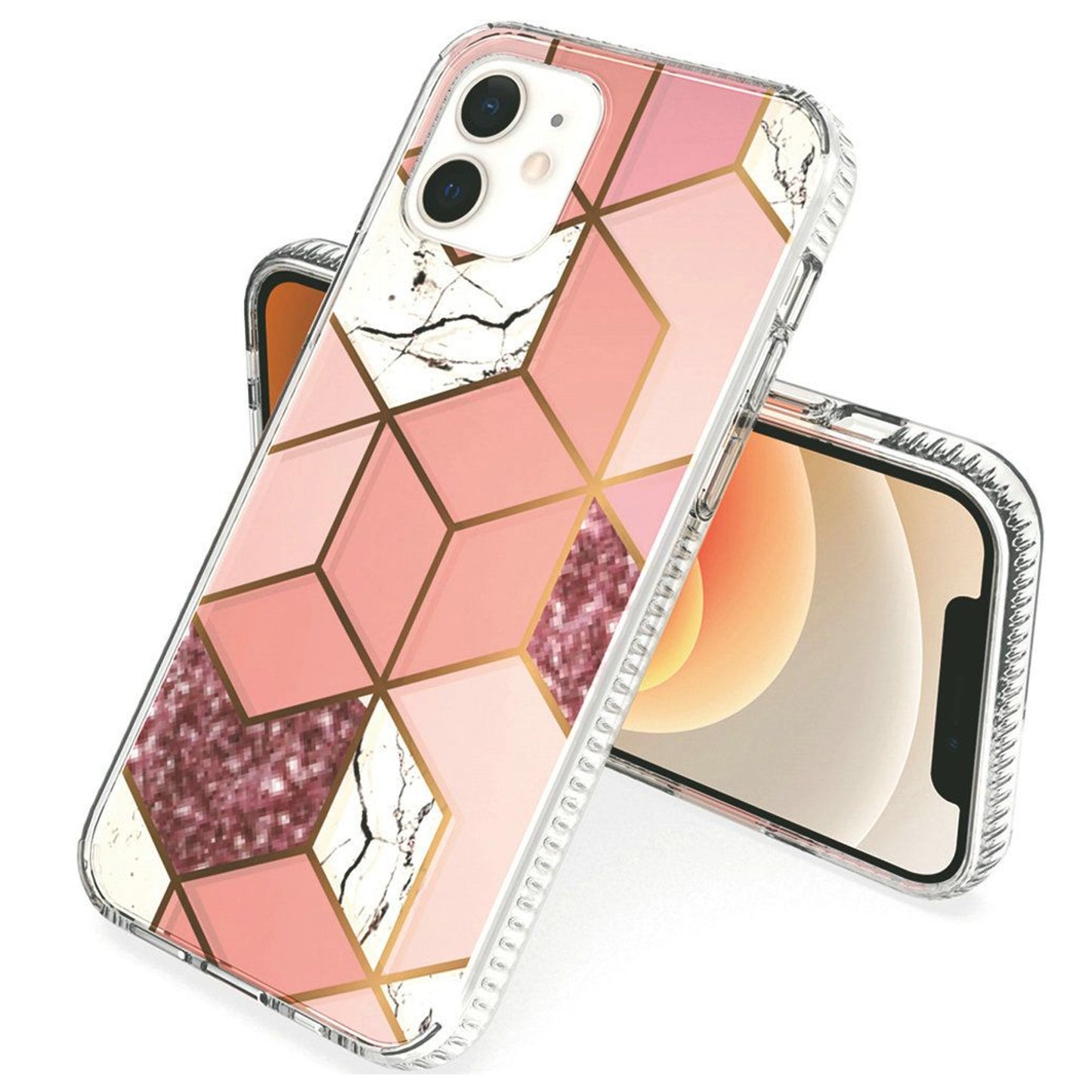 For Apple iPhone 15 Pro Max (6.7") Stylish Hybrid Fashion Marble Trendy Design Hard PC Shockproof TPU Protective  Phone Case Cover