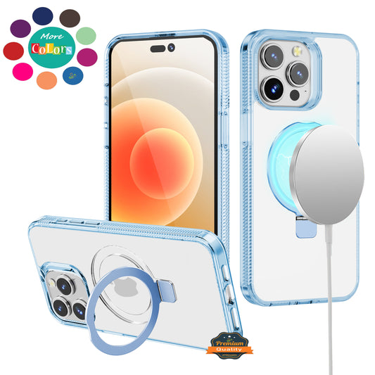 For Apple iPhone 16 Pro Max (6.9") Transparent HQ Magnetic Ring Circle Stand with MagSafe Compatible Hybrid Dotted Edged Case Cover