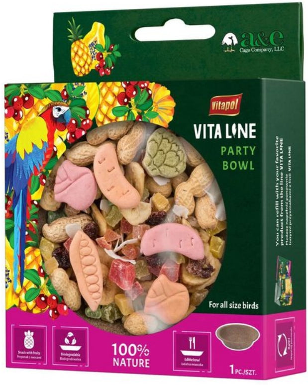 AE Cage Company Vita Line Herbal Edible Lunch Box Peanut Party Bowl [Bird Supplies for Bird] 1 count