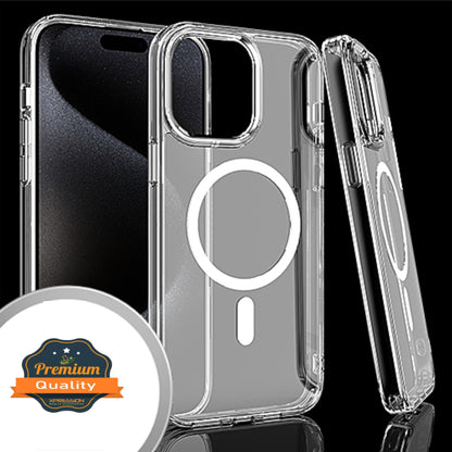 For Samsung Galaxy S24 FE /Fan Edition Magnetic Case with Built in Magnets Compatible with MagSafe, Transparent Slim Hybrid Frame Bumper Case Cover Clear