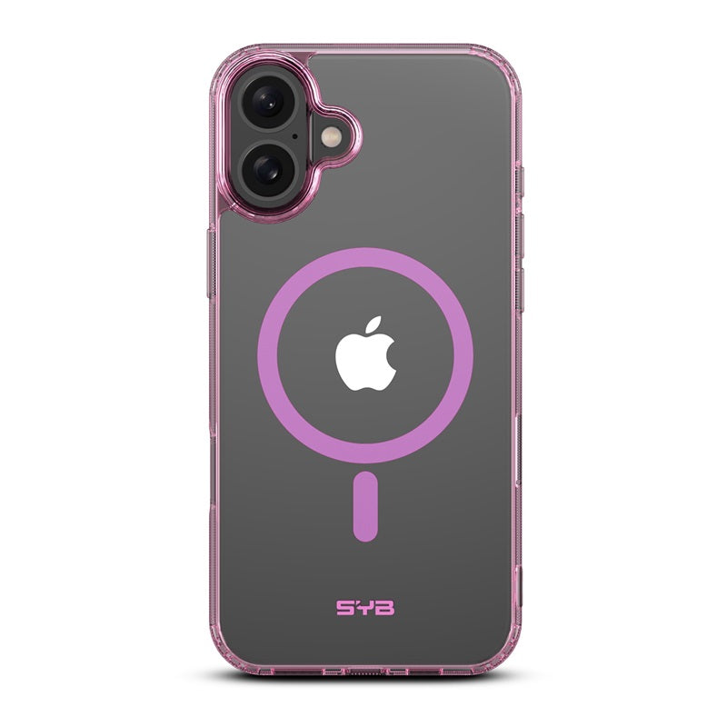 For Ultra-sleek Hybrid Slim Hard PC & TPU Compatible with MagSafe, Magnetic Protective Phone Case for Apple iPhone 16 - Transparent Pink Case Cover Pink