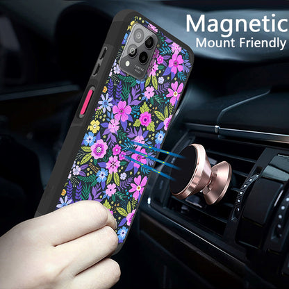 For Cricket Debut S3 Fashion Graphic Design Pattern Hard PC TPU 2in1 Tough Strong Hybrid Shockproof Armor Frame (Magnet Mount Friendly) Case Cover Mystical Floral Boom