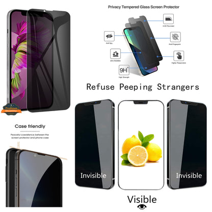 For Phone 16 PLUS /15 PRO MAX /15 PLUS (6.7") Privacy Screen Protector Anti Spy 9H Dark Tempered Glass Screen Film Guard Case Friendly Case Cover Black