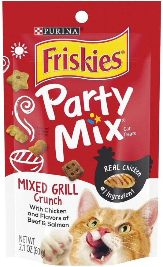 Friskies Party Mix Cat Treats - Mixed Grill Crunch [Cat Treats for Cat] 2.1 oz