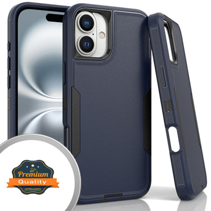 For Apple iPhone 16 Pro (6.3") Tough Hybrid Shockproof Silicone Rubber TPU + Hard PC Heavy Duty Three Layer Armor Protection Case Cover