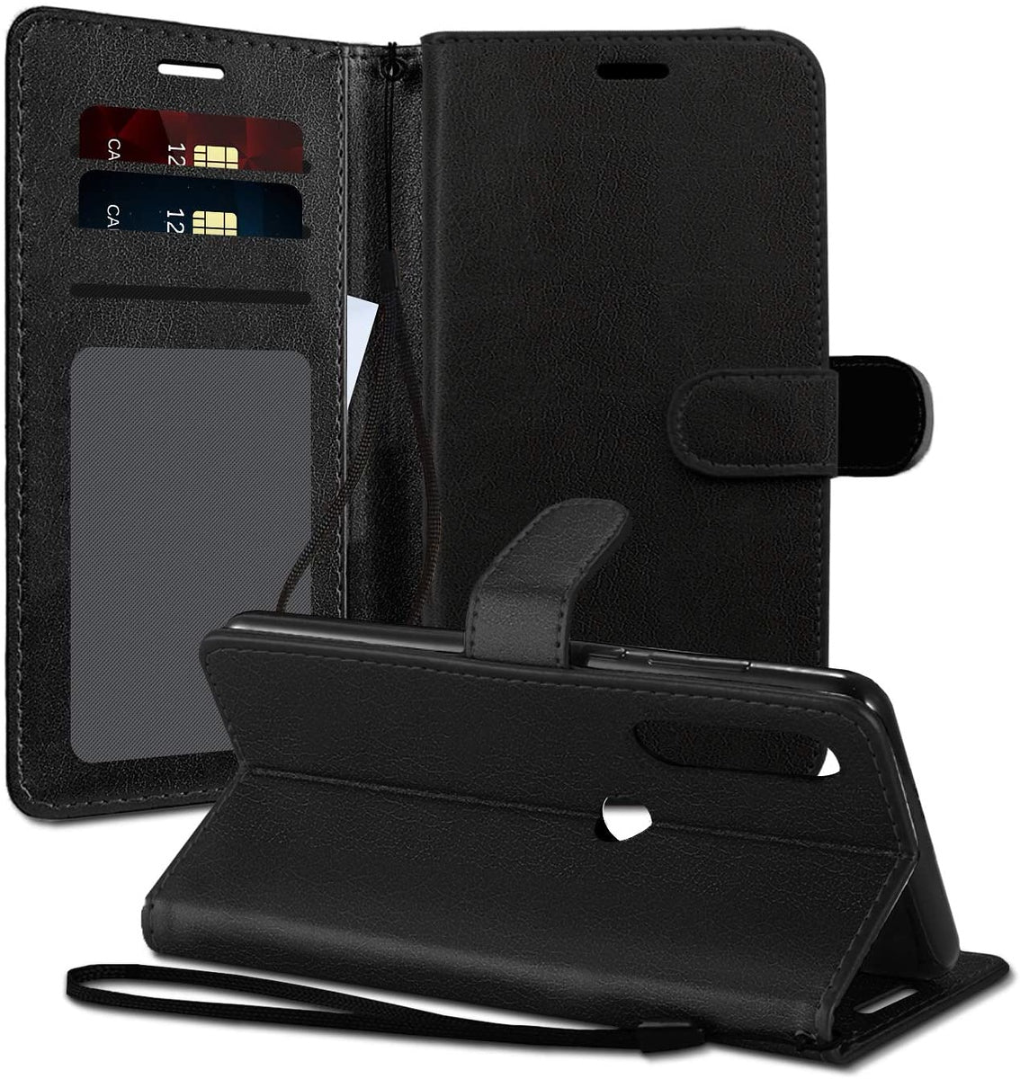 For Samsung Galaxy A16 5G Wallet PU Leather Pouch with Credit Card Slots Money Pocket, Stand & Strap Flip Bookstyle Case Cover Black