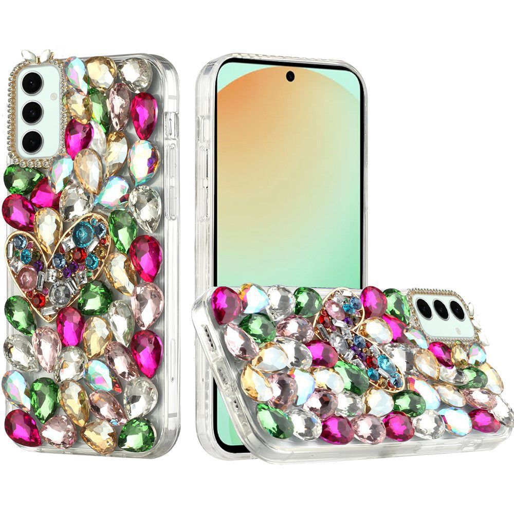 For Samsung Galaxy S24 FE /Fan Edition Bling Crystal 3D Full Diamonds Luxury Sparkle Rhinestone Hybrid Protective Case Cover