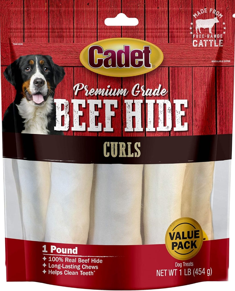 Cadet Premium Grade Beef Hide Chew Curls [Dog Supplies] 1 lb