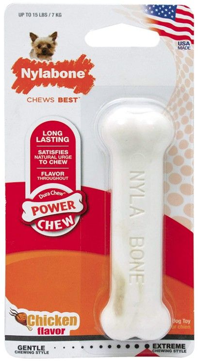 Nylabone Dura Chew Smooth White Dog Bone - Chicken Flavor [Toys Gumabone for Dog] Petite (1 Pack)